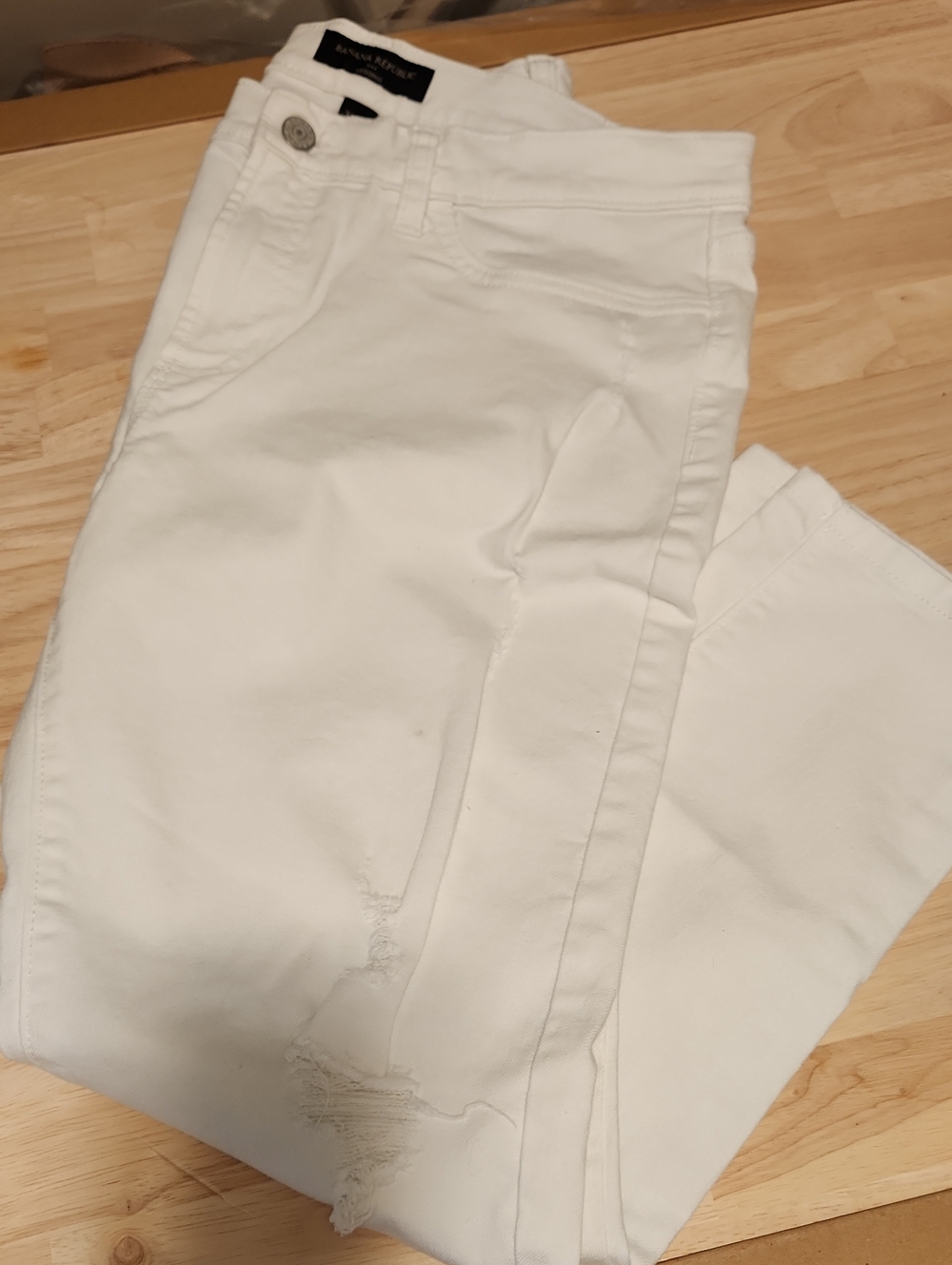 Banana Republic White Distressed Slim Jeans
